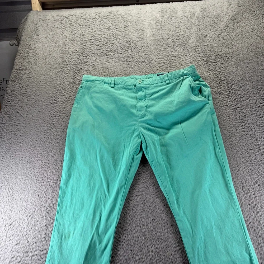 Vineyard Vines Pant Mens 40x30 Green Cotton Chino Straight Slim Preppy Business - Picture 2 of 11